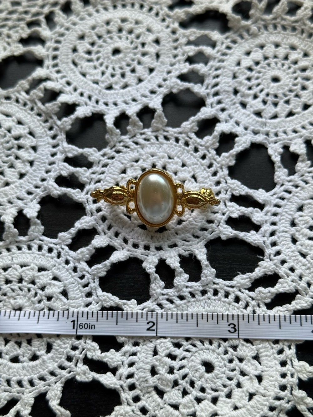 Gold Tone Pearl Oval Ring - Women's Jewelry
